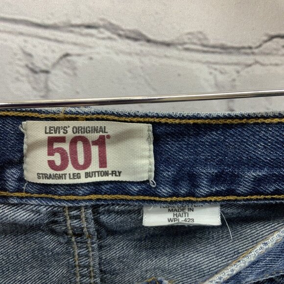 Levi’s Original 501 Straight Leg Button Fly Blue Jeans Mens Sz 44 x 30 - Picture 5 of 13